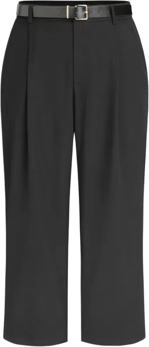 CIDER High Waist Solid Tapered Trousers with Belt Curve & Plus