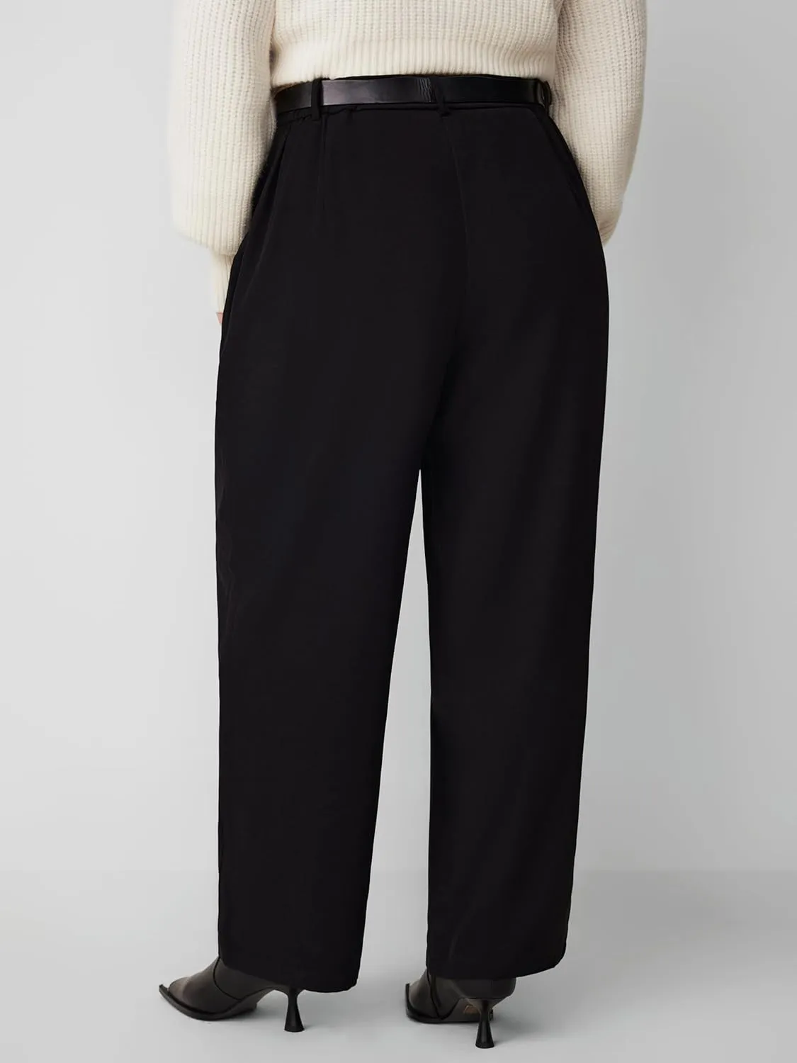 CIDER High Waist Solid Tapered Trousers with Belt Curve & Plus
