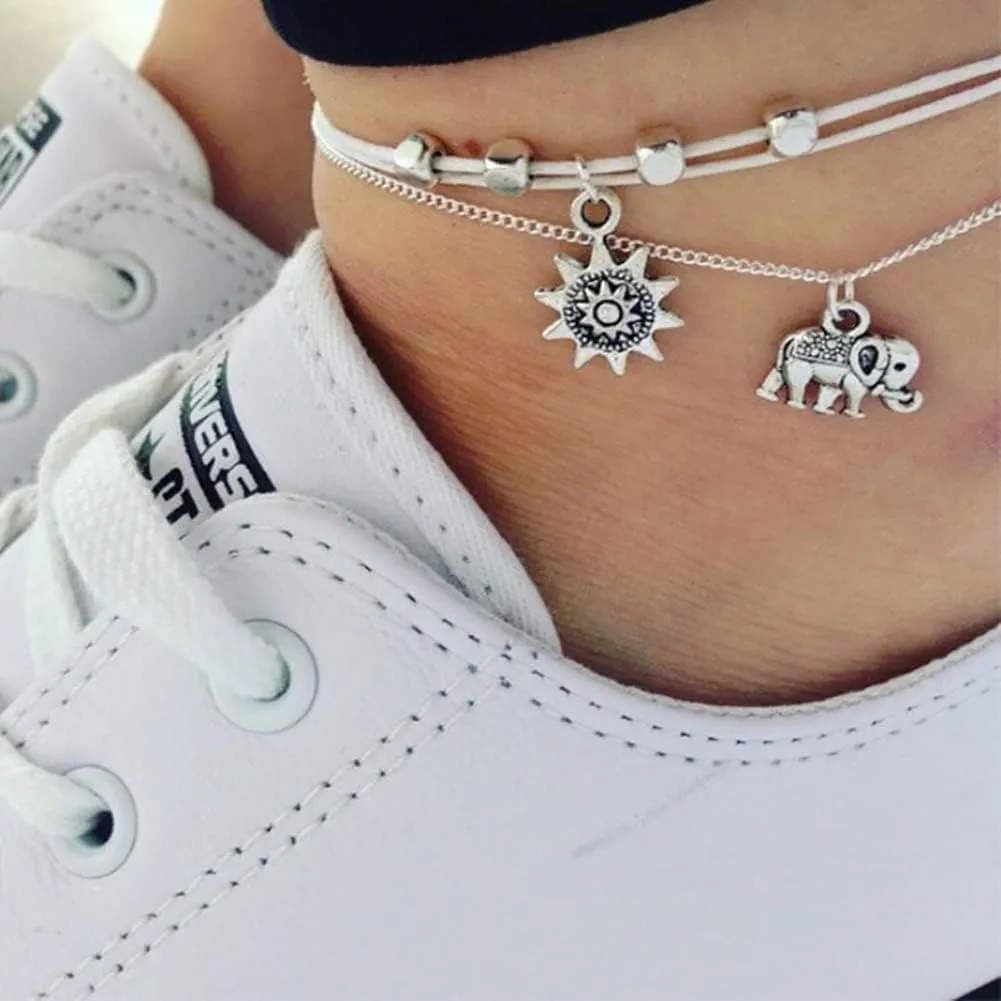 Clataly Pineapple Anklet Bracelets Multilayer Love Turtle Beaded Ankle Summer Accessories Beach Foot Jewelry for Women