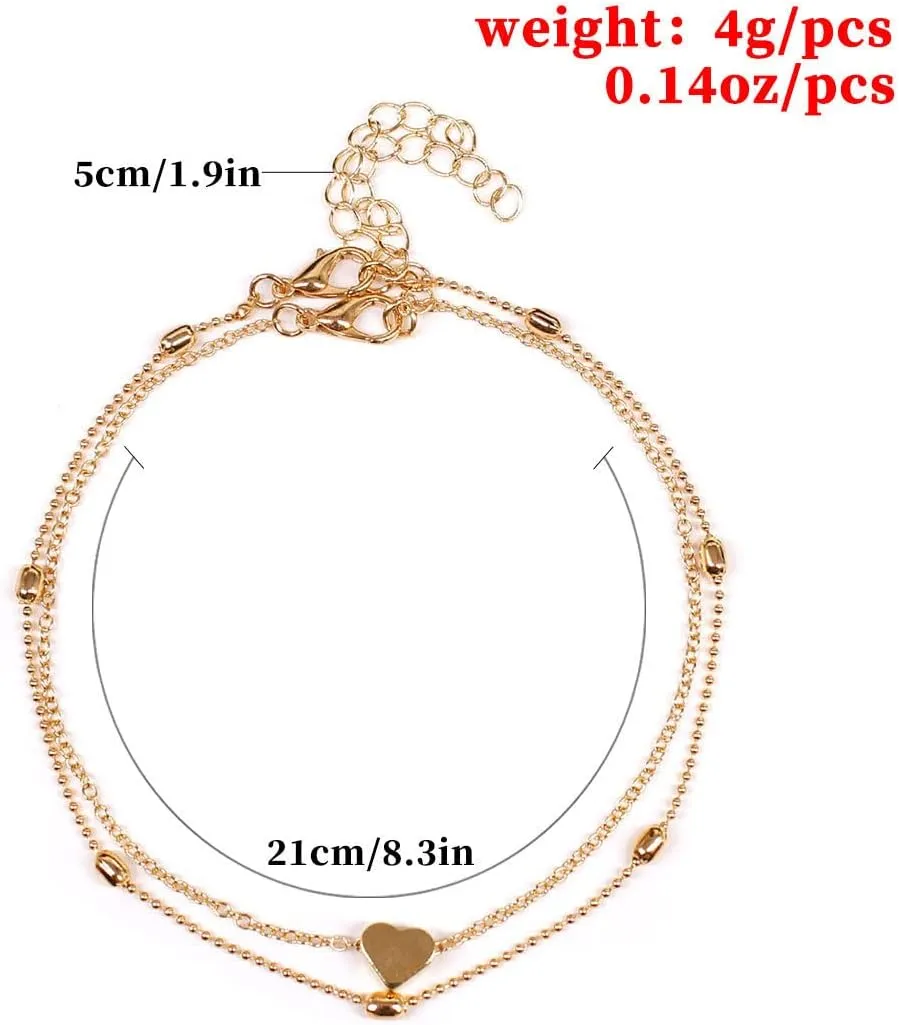 Clataly Pineapple Anklet Bracelets Multilayer Love Turtle Beaded Ankle Summer Accessories Beach Foot Jewelry for Women