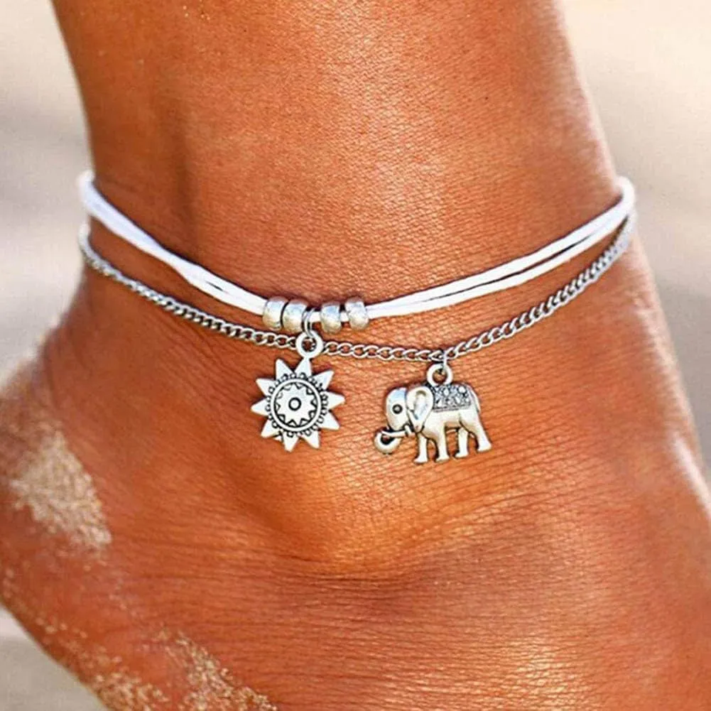 Clataly Pineapple Anklet Bracelets Multilayer Love Turtle Beaded Ankle Summer Accessories Beach Foot Jewelry for Women
