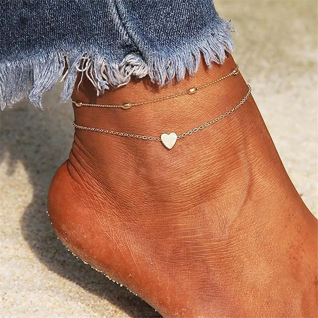 Clataly Pineapple Anklet Bracelets Multilayer Love Turtle Beaded Ankle Summer Accessories Beach Foot Jewelry for Women