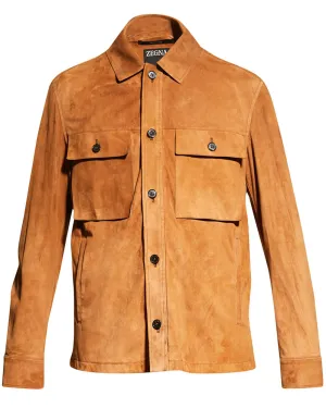 Cognac Light Suede Overshirt