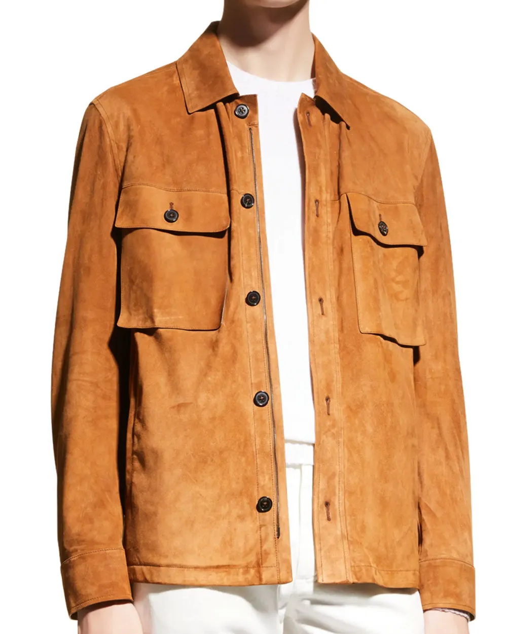 Cognac Light Suede Overshirt