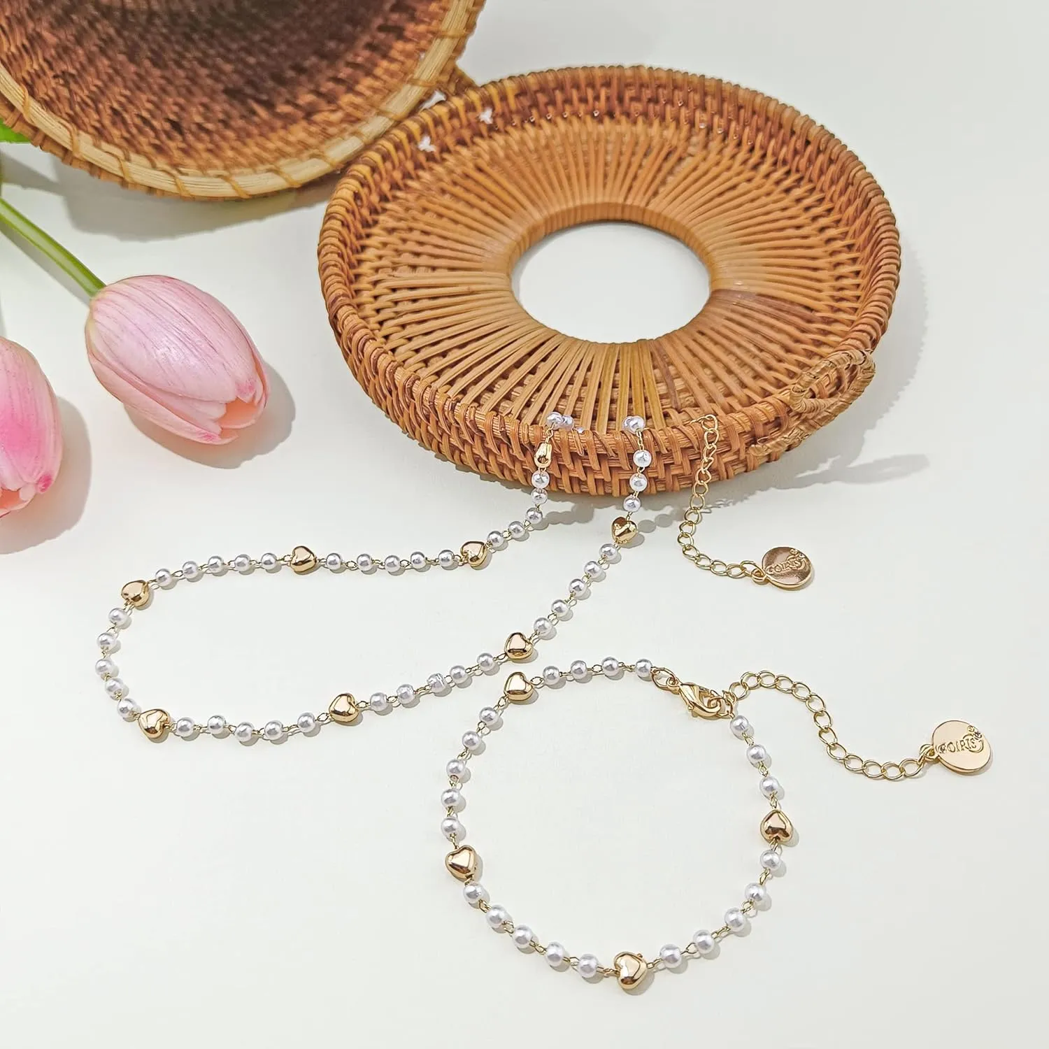 Coiris Daisy Choker Necklace Bracelet,Gold Chain Necklaces Jewelry Flower Jewelry Set for Women Girls