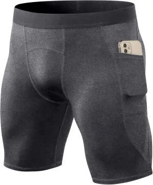 Compression Shorts for Men Pocket Compression Spandex Underwear Shorts Running Workout Athletic