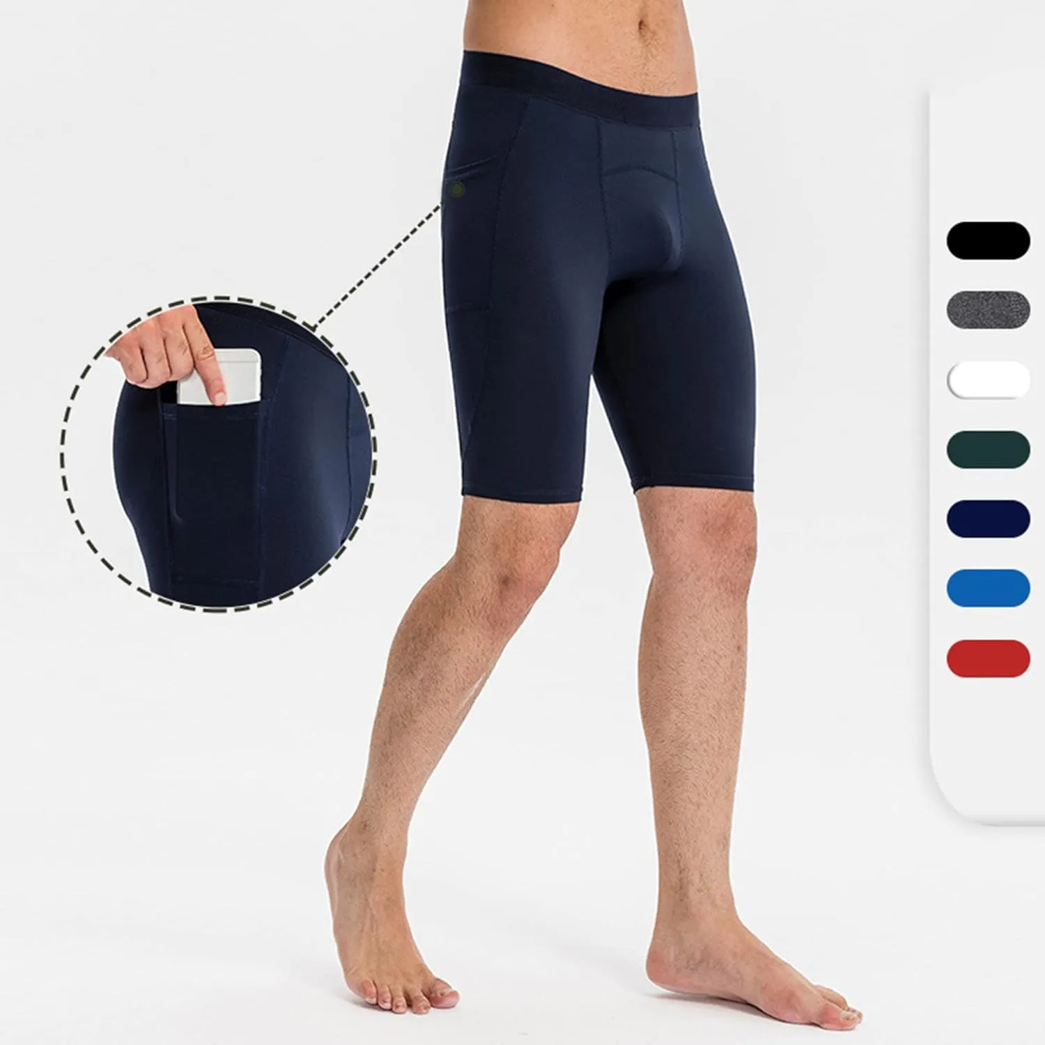 Compression Shorts for Men Pocket Compression Spandex Underwear Shorts Running Workout Athletic