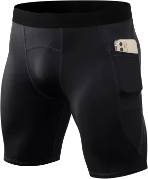 Compression Shorts for Men Pocket Compression Spandex Underwear Shorts Running Workout Athletic