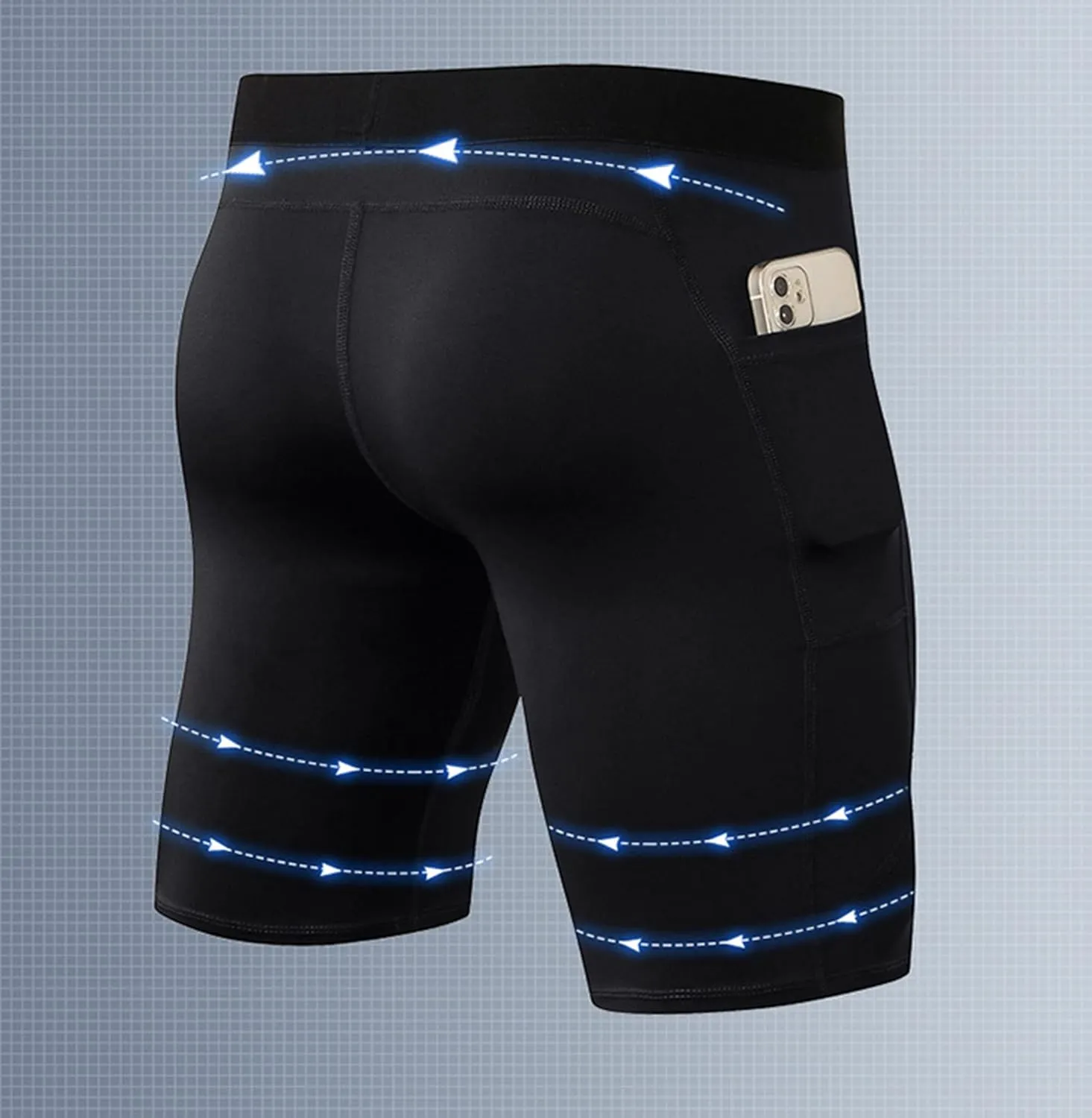 Compression Shorts for Men Pocket Compression Spandex Underwear Shorts Running Workout Athletic