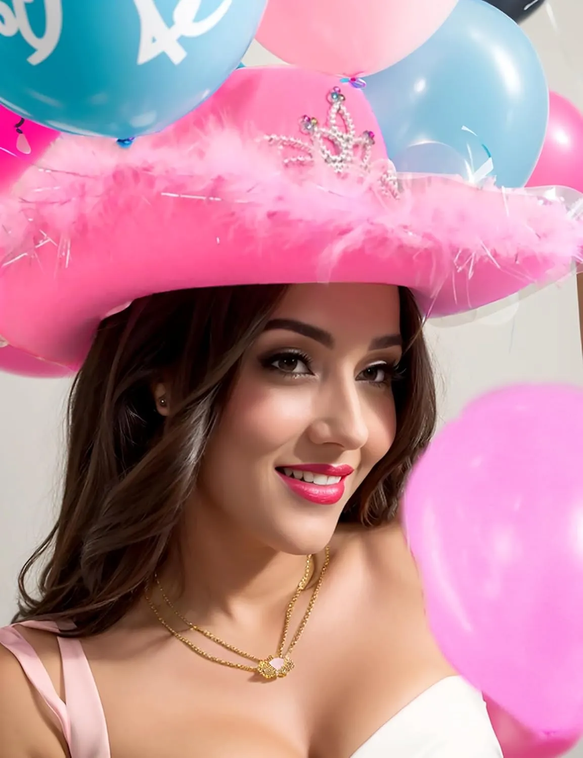 Cowboy Hat Pink Cowgirl Hat with Sequins & Tiara Crown for women Rodeo Party Hats with Heart Glasses