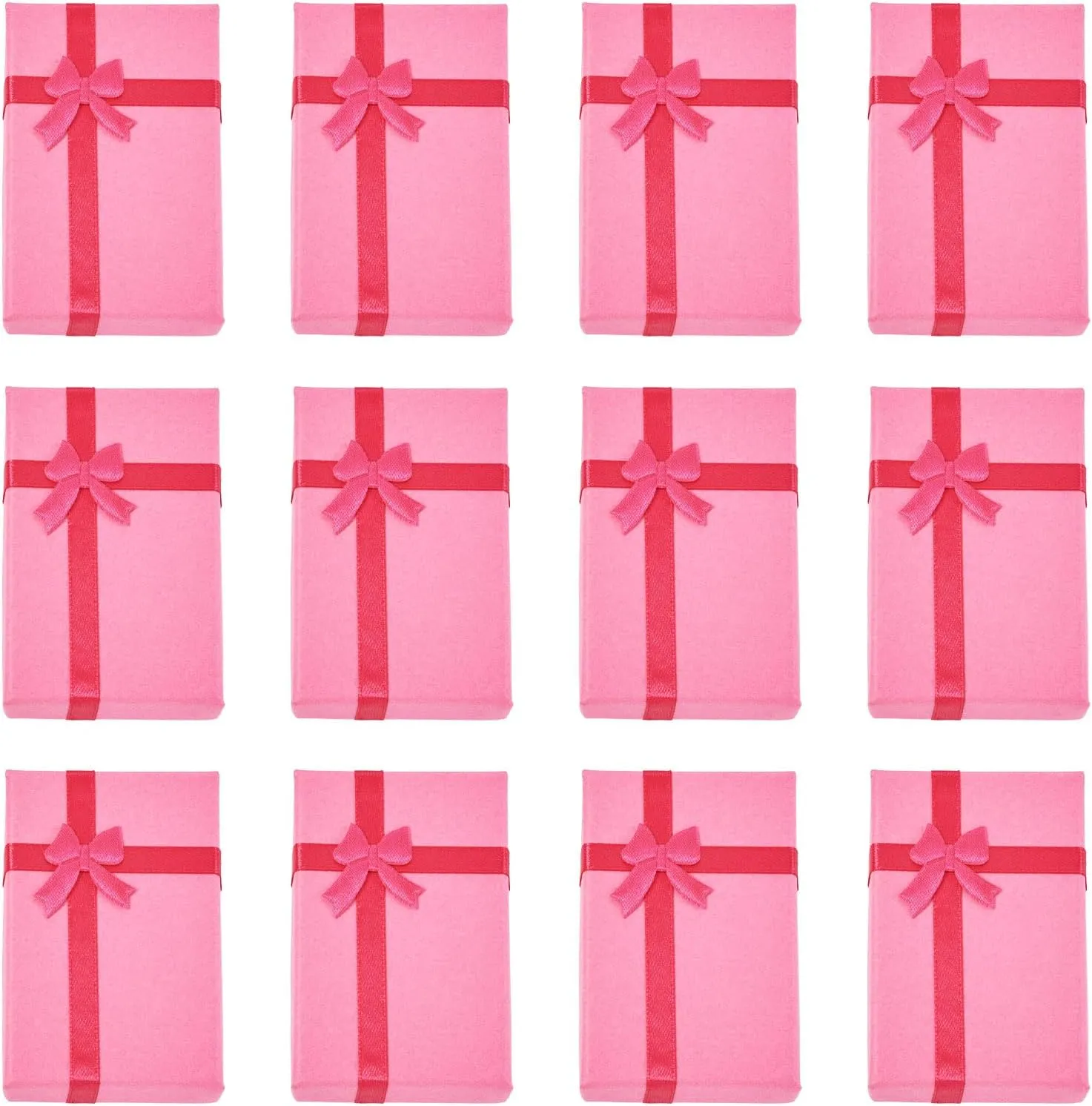 Craftdady 12pcs Pink Jewelry Gift Boxes Necklace Earring Finger Ring Cute Jewelry Boxes Small Gift Boxes With Lids Bowknot for Valentines Day Jewelry Display Holder Organizer