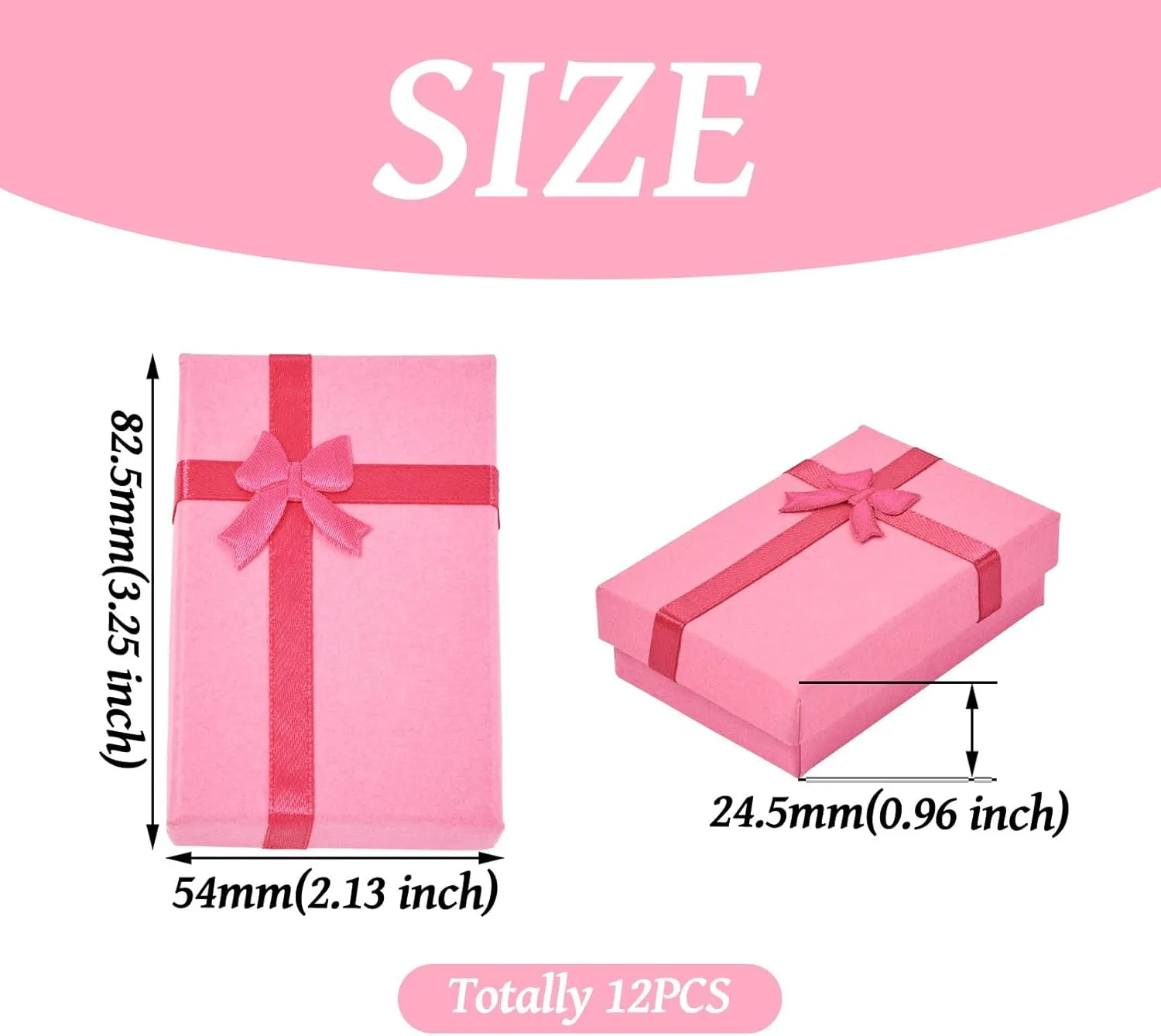 Craftdady 12pcs Pink Jewelry Gift Boxes Necklace Earring Finger Ring Cute Jewelry Boxes Small Gift Boxes With Lids Bowknot for Valentines Day Jewelry Display Holder Organizer
