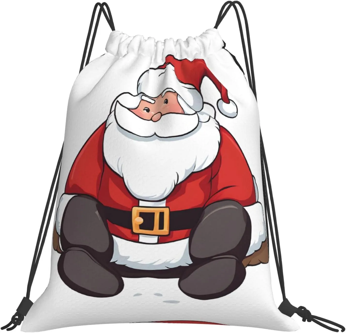 (Cute Santa Claus) Drawstring Backpack Drawstring Gym Bag Foldable Water Drawstring Bags Draw String Back Bag For Shopping Sport Yoga Travel, Swimming, Beach