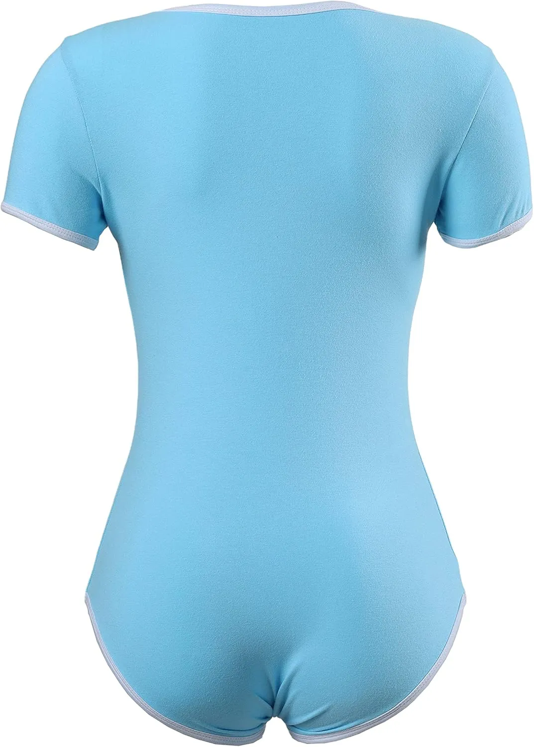 CutiePlusU Cotton Button Crotch Bodysuits Adult Romper Basics Onesie Print