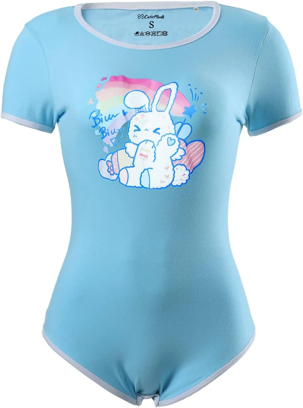 CutiePlusU Cotton Button Crotch Bodysuits Adult Romper Basics Onesie Print
