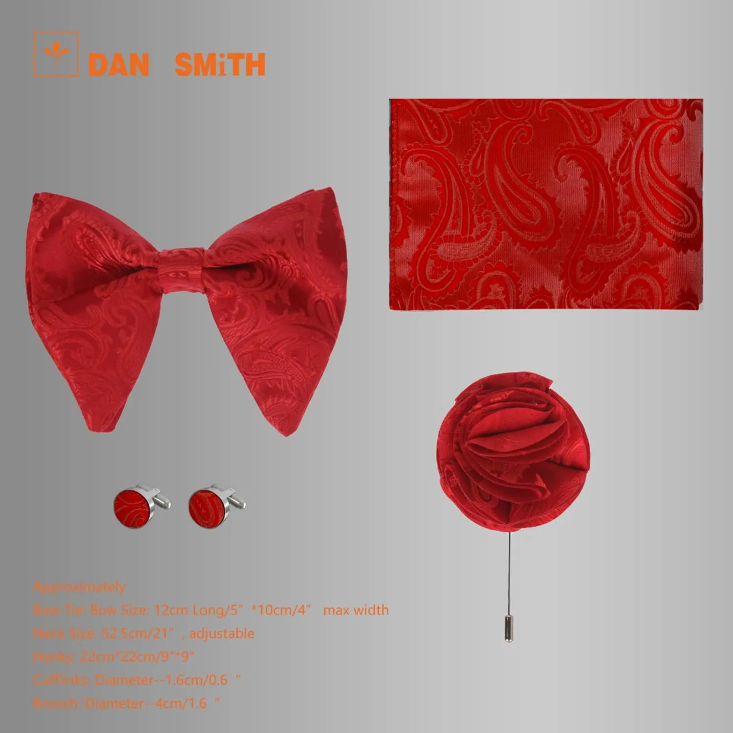 Dan Smith Butterfly Bowtie For Mens Silk Touch Butterfly Bowtie Hankies Cufflink Lapel Pin Set Big And Tall Franch Cuff Shirt