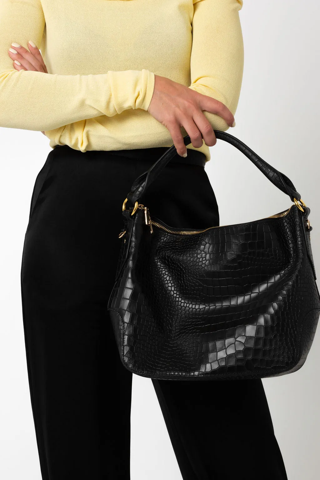 Dani Hobo Bag - Black Croc