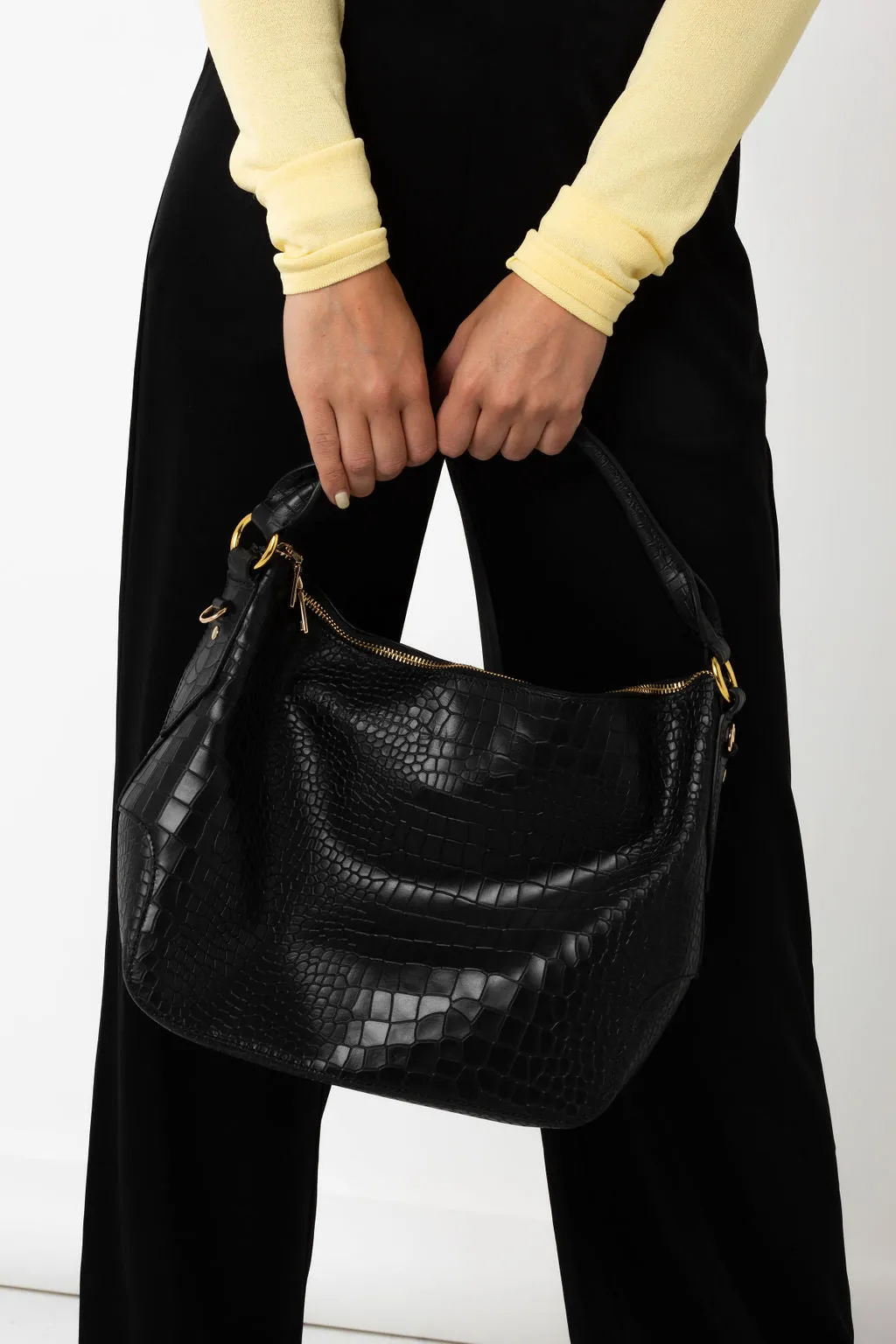 Dani Hobo Bag - Black Croc