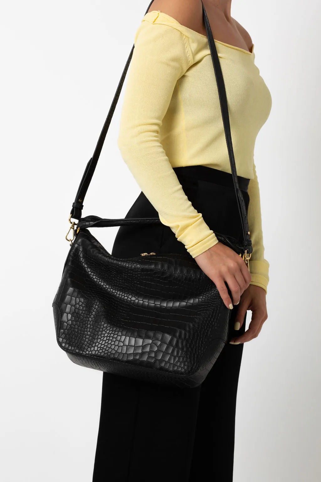 Dani Hobo Bag - Black Croc