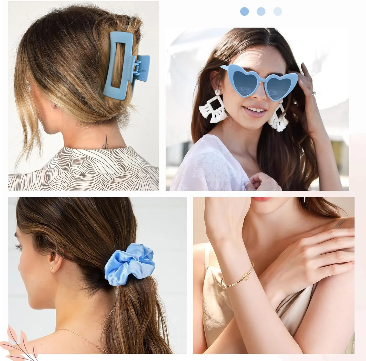 DEEKA 5 Pcs Bridesmaid Proposal Bag Set Gift Clear Makeup Toiletry Bag Bachelorette Party Favors Sunglasses Hair Claw Clips Scrunchies Knot Bracelets Bridal Wedding Party Gifts (Blue)