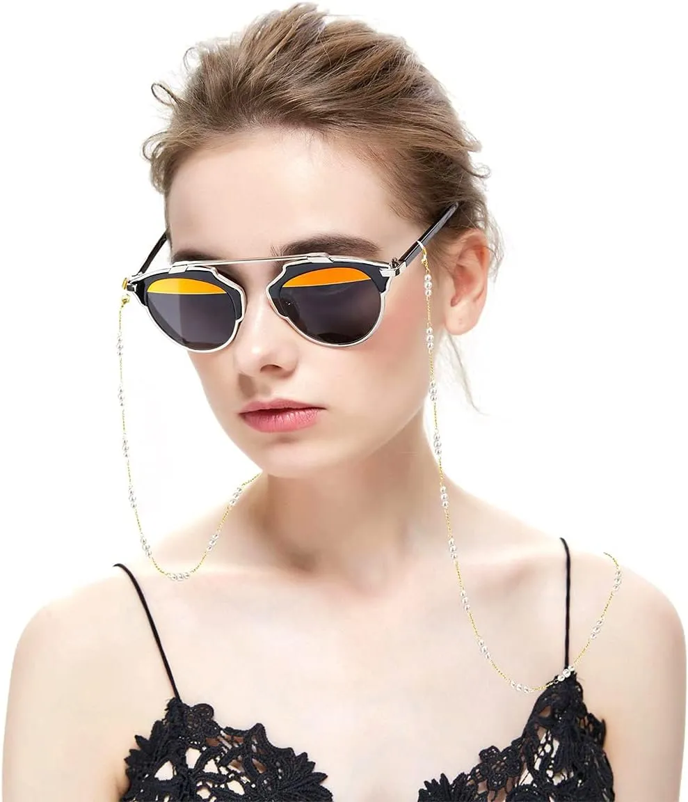 DNLKWGO Fashion Glasses Chain Sunglasses Strap Holder Pearl Eyewear Retainer Chain for Women