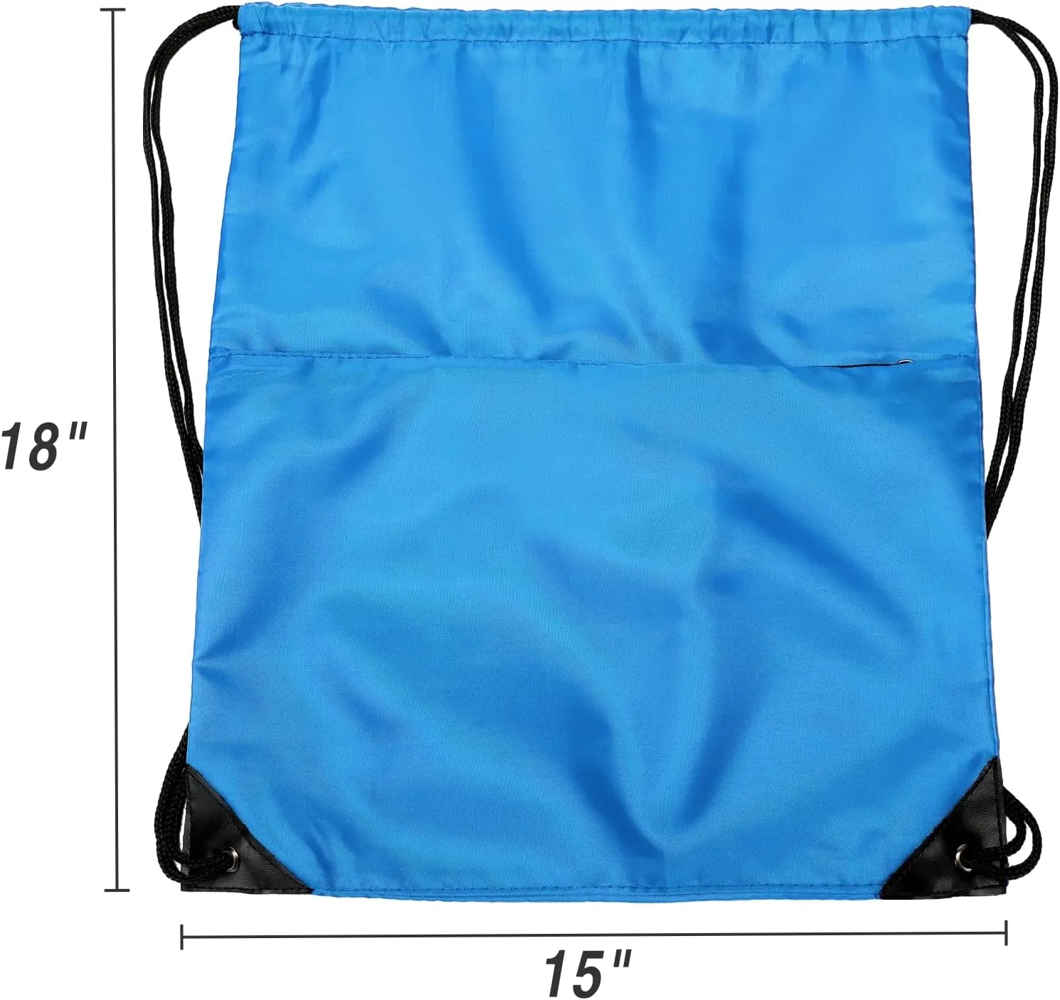 Drawstring Backpack, 210D Nylon Foldable Sports Gym Drawstring Tote Bag pack Sack W Zipper Side Pocket For Men Women Neon Blue
