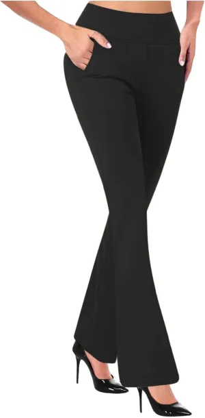 Dressy Casual Pants for Women Business Work Office Pants High Waist Athletic Workout Leggings Pants Flare Yoga Pants