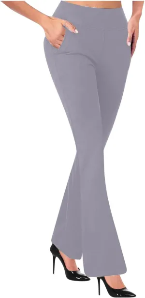 Dressy Pants for Women Flare Bootcut Fashion Dress Pants High Waisted Office Work Business Slacks with Pockets
