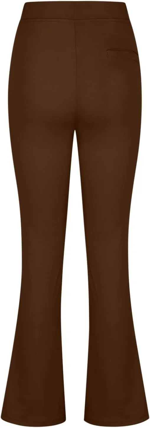 Dressy Pants for Women Flare Bootcut Fashion Dress Pants High Waisted Office Work Business Slacks with Pockets