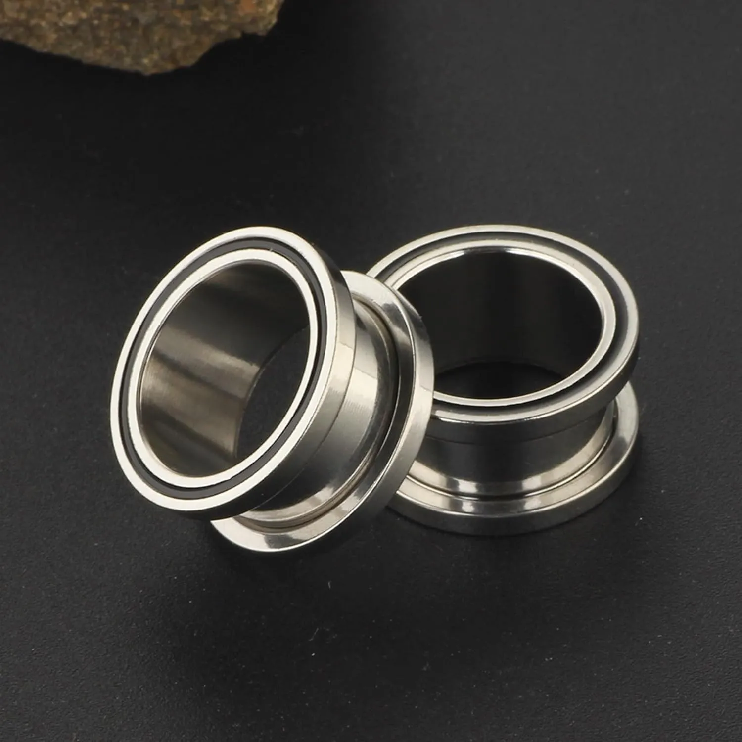 Ear Tunnels Jewelry, Screw Gauges Stretching Kit Plugs Stainless Steel Simple Polished Ear Piercing Jewelry