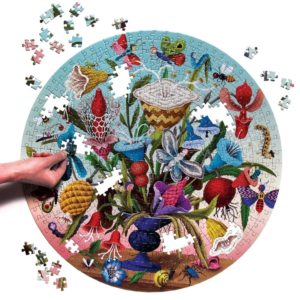 Eeboo Round Puzzle -Crazy Bug Bouquet 500 pc