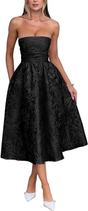 Eightale Tea Length Wedding Dress for Bride Midi Long Ruched Backless Boho Beach Bridal Shower Gowns for Women