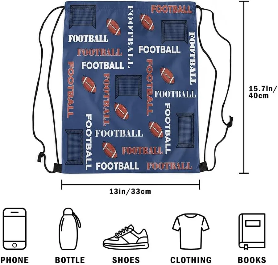 Feelyou Rugby Drawstring Backpack 13"x15.7" American Football Drawstring Bags forAthletic Championship Sports Gym String Bag Sport Arena Waterproof Cinch Bag Sports Drawstring Sackpack