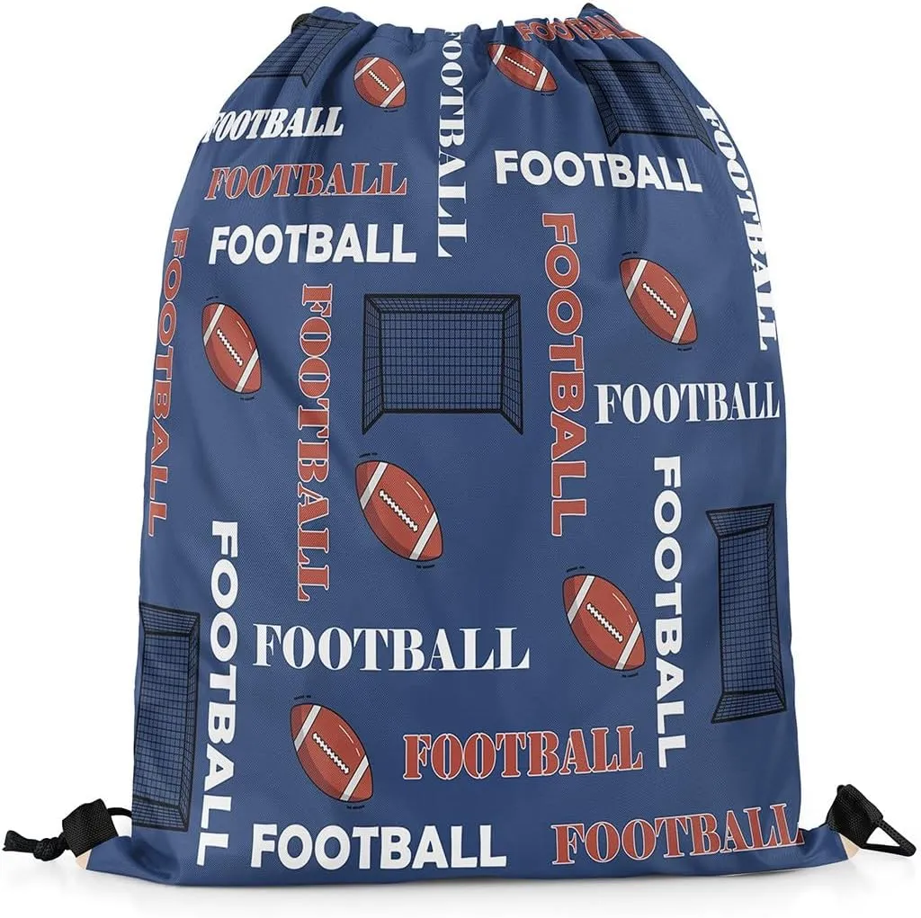 Feelyou Rugby Drawstring Backpack 13"x15.7" American Football Drawstring Bags forAthletic Championship Sports Gym String Bag Sport Arena Waterproof Cinch Bag Sports Drawstring Sackpack