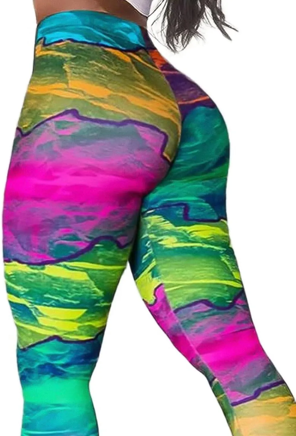 Flamingals Seamless Butt Lifting Leggings with Flap Pockets Workout Colorblock Cargo Leggings for Women
