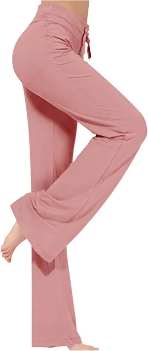 Flared Leggings for Women Drawstring High Waisted Flare Bootcut Yoga Pants Lounge Soft Wide Leg Pajama Pants