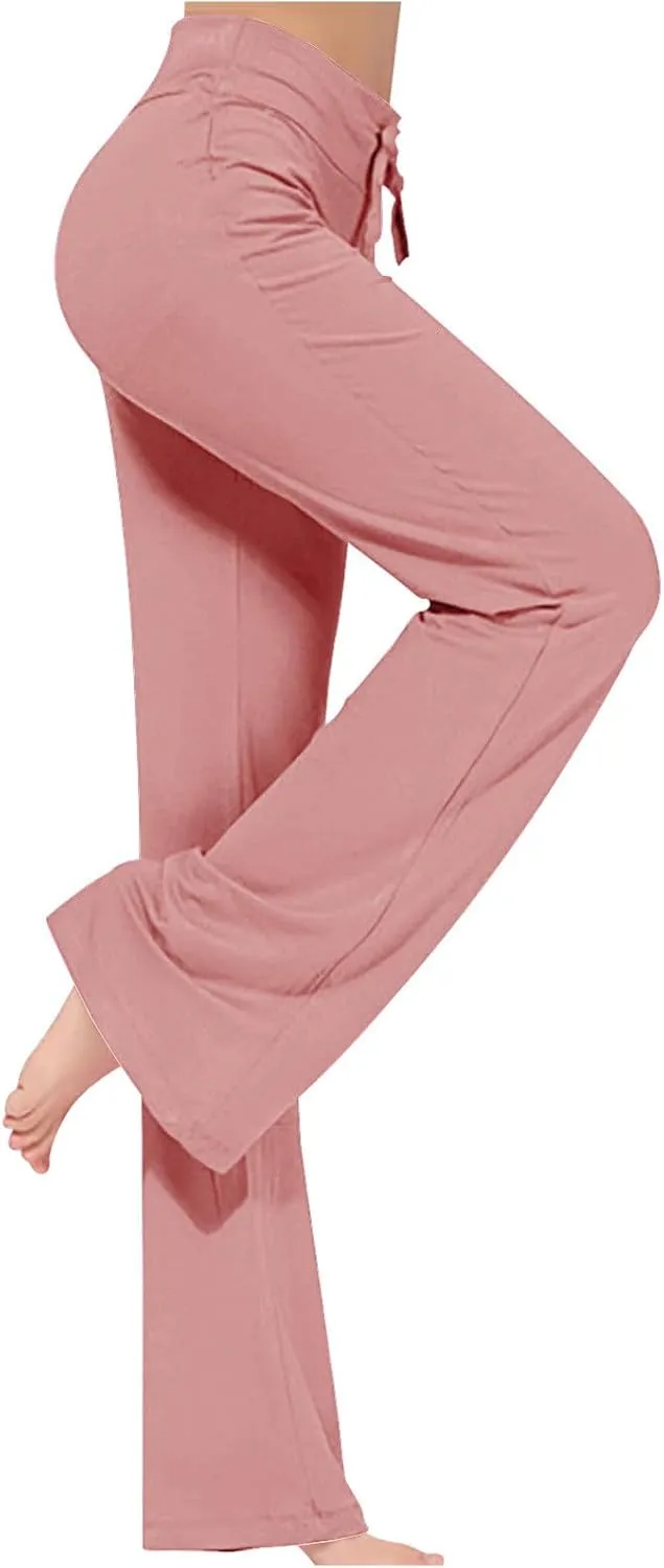 Flared Leggings for Women Drawstring High Waisted Flare Bootcut Yoga Pants Lounge Soft Wide Leg Pajama Pants