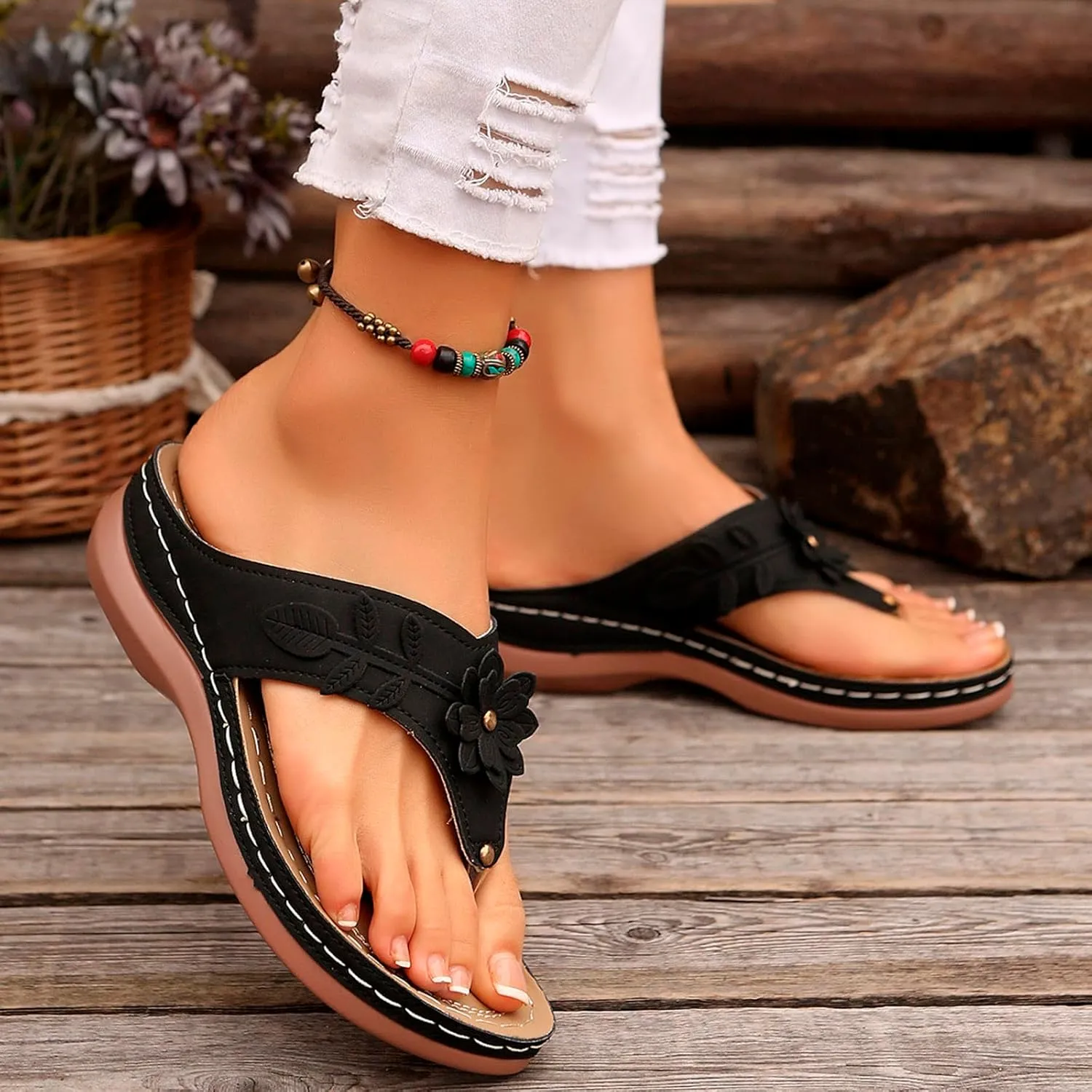 Flip Flops for Women Orthopedic Wedge Sandals Summer Dressy Flat Sandals Casual Open Toe Flip Flops Sandal