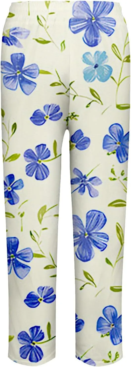 Flowy Linen Pants Summer Wide Leg Pants Drawstring Elastic Waist Pants High Waisted Pants Casual Beach Trousers Boho