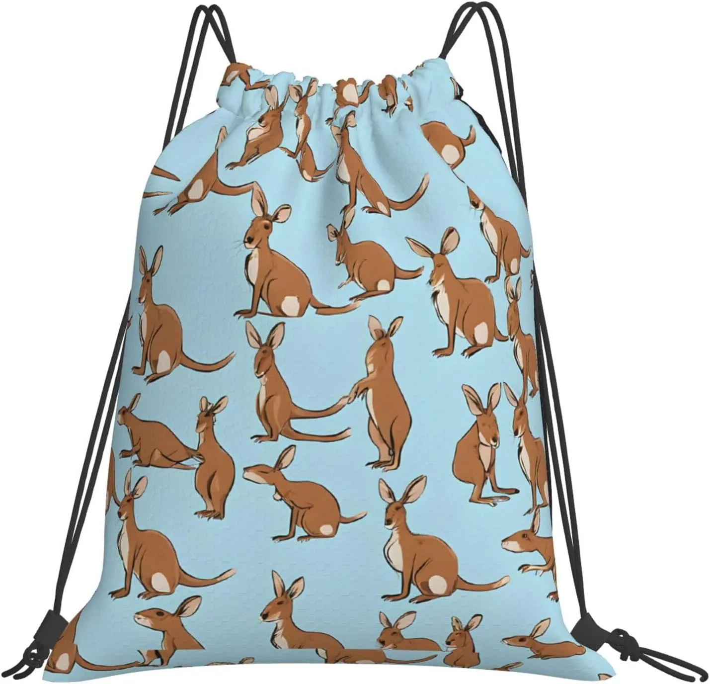 (Funny For Kangaroo Zoo) Drawstring Backpack Drawstring Gym Bag Foldable Water Drawstring Bags Draw String Back Bag For Shopping Sport Yoga Travel, Swimming, Beach