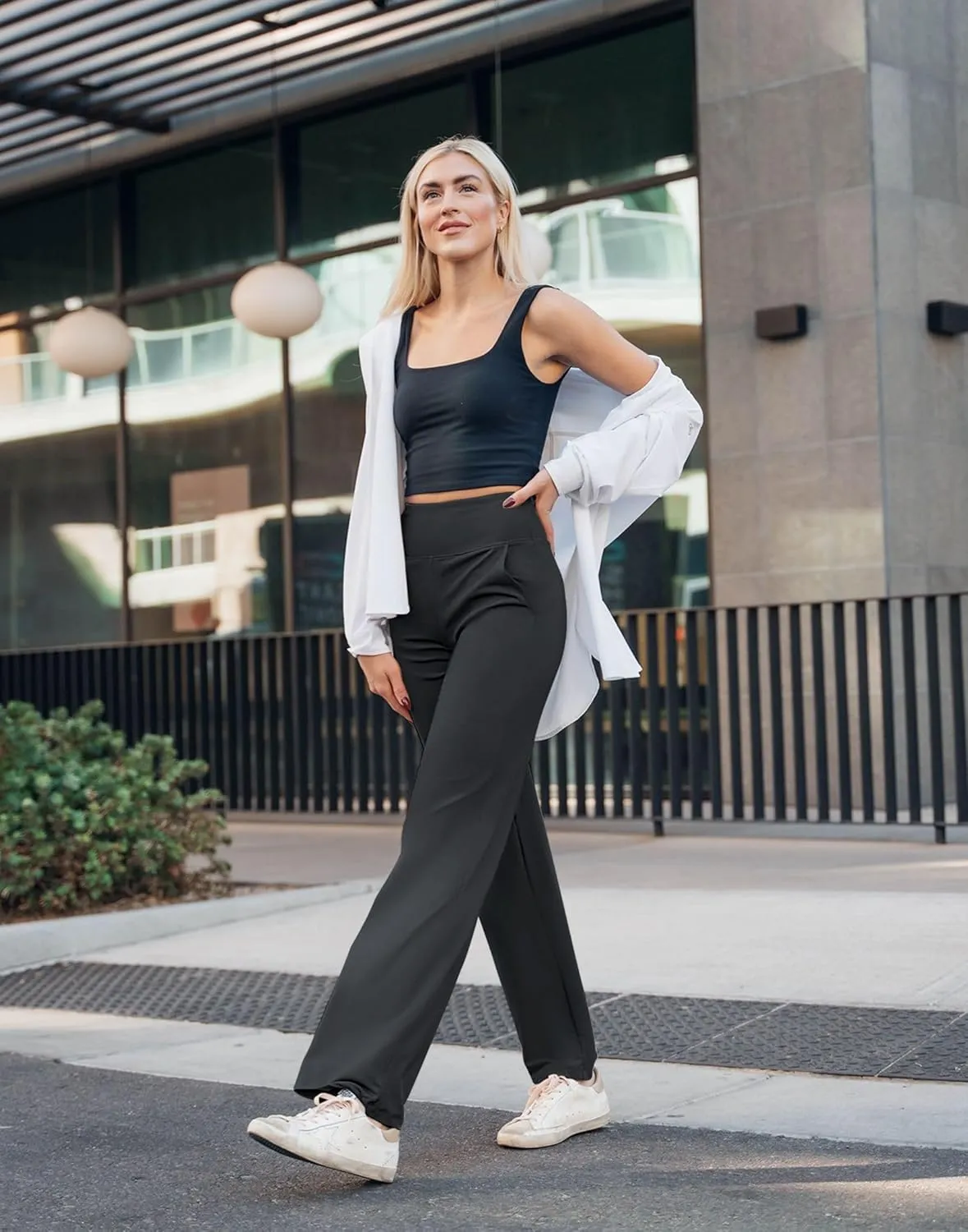 G Gradual Yoga Pants Women Wide Leg Dress Pants with Pockets High Waist Stretch Petite/Regular/Tall Casual Sweatpants Women