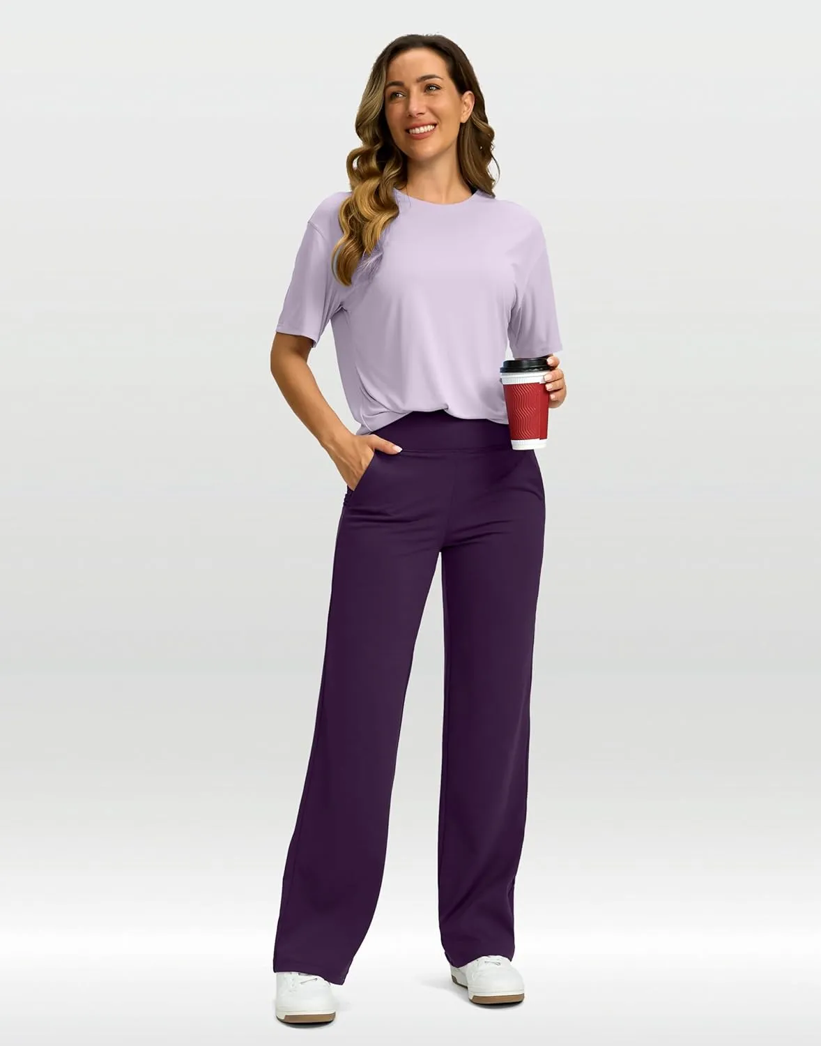 G Gradual Yoga Pants Women Wide Leg Dress Pants with Pockets High Waist Stretch Petite/Regular/Tall Casual Sweatpants Women