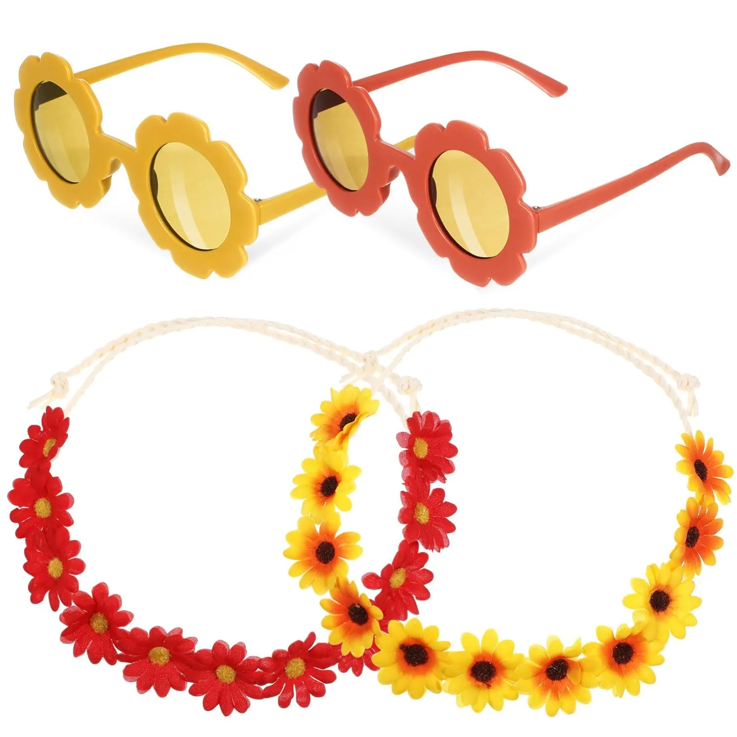 GALPADA 1set Sunflower Floral Crown Sunglasses Boho Headband for Women for Parties Weddings Festivals Lightweight Floral Headpiece with Craftsmanship