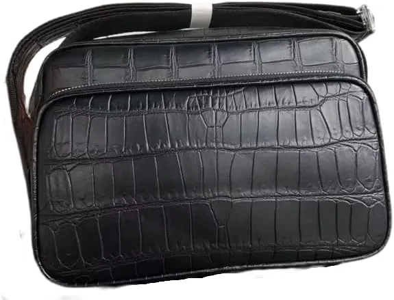 Genuine Crocodile Skin Navy Blue Male Flap Purse Men's Crossbody Shoulder Bag Authentic Alligator Leather Messenger Bag