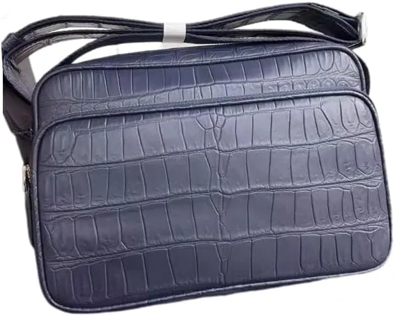 Genuine Crocodile Skin Navy Blue Male Flap Purse Men's Crossbody Shoulder Bag Authentic Alligator Leather Messenger Bag