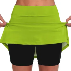 GIERIDUC Athletic Skorts for Women Plus Size Tummy Control Tennis Yoga Skirt Shorts High Waist Solid Comfy Elastic Shorts