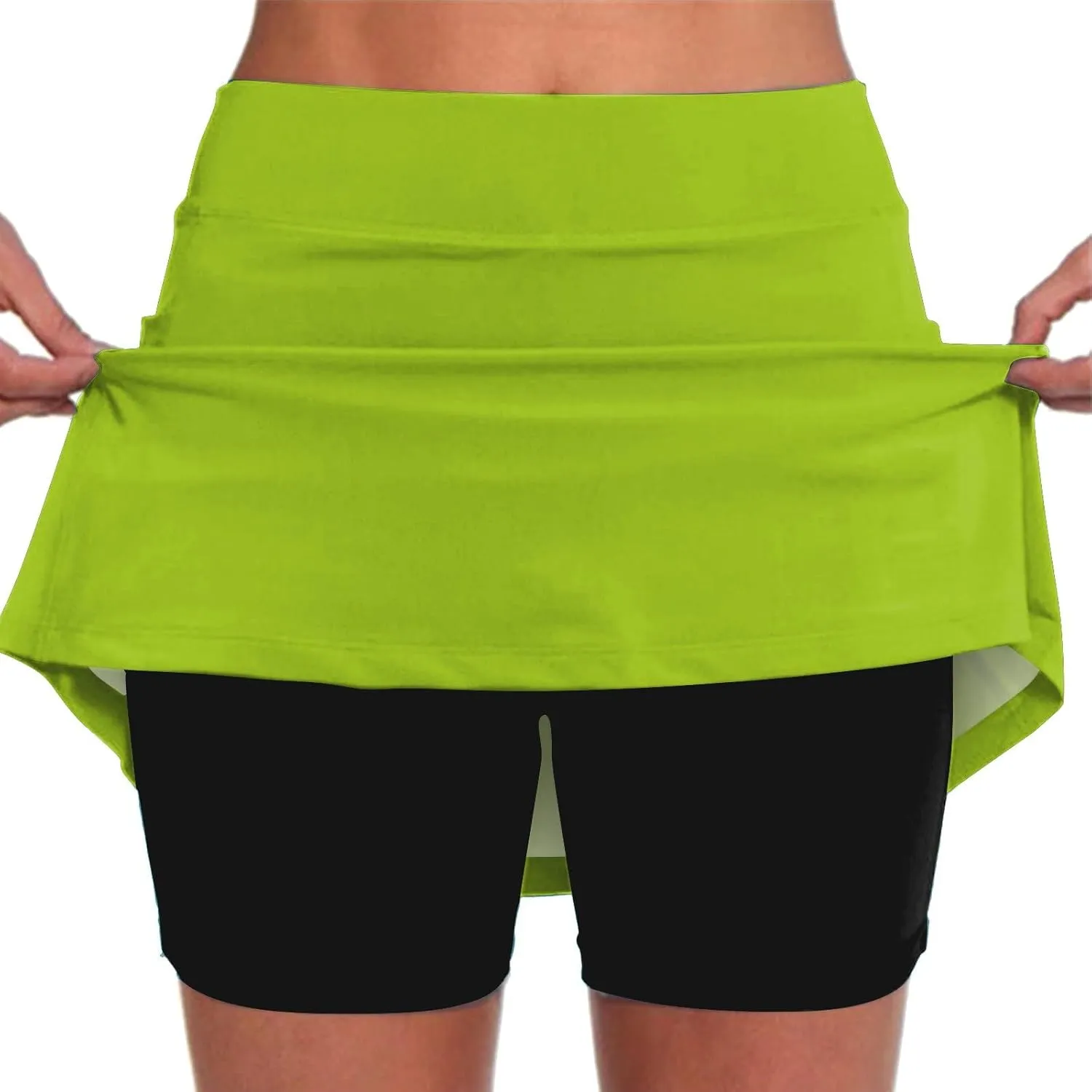 GIERIDUC Athletic Skorts for Women Plus Size Tummy Control Tennis Yoga Skirt Shorts High Waist Solid Comfy Elastic Shorts