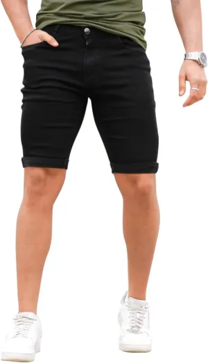 GINGTTO Denim Shorts Men Stretch Skinny Jean Shorts for Men