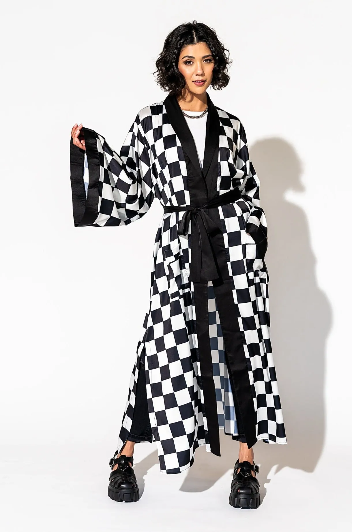 Good Karma Kimono in Checkerboard