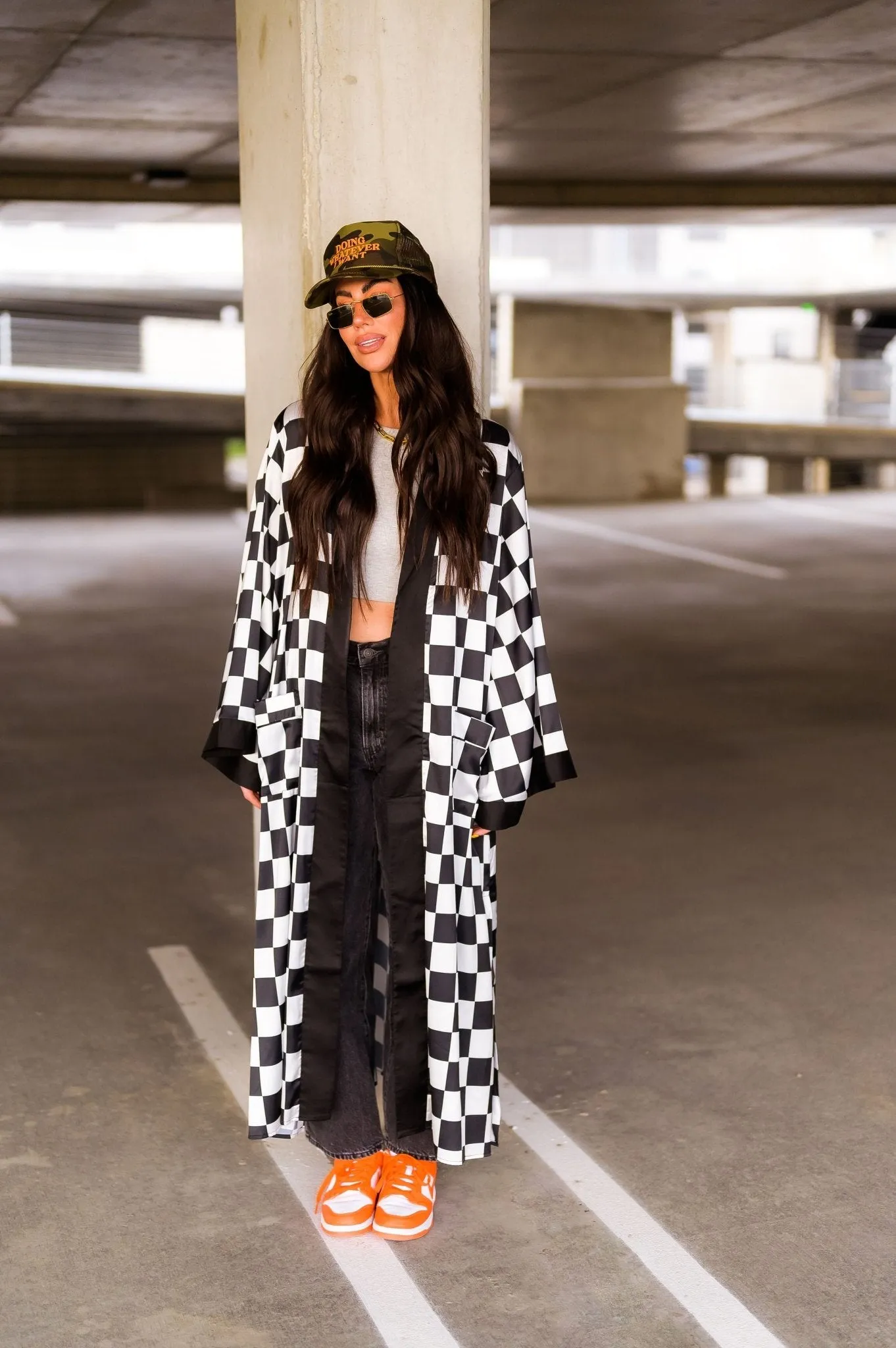 Good Karma Kimono in Checkerboard